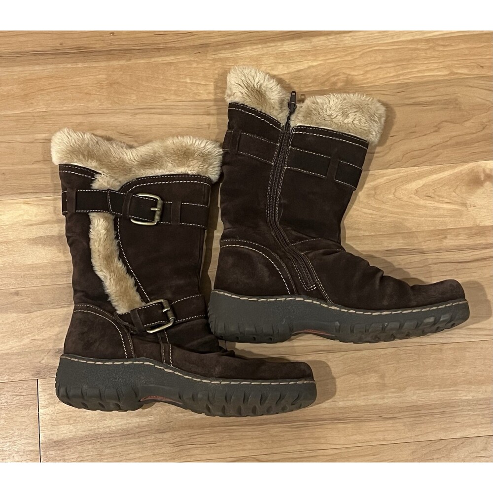 BareTraps Brandiee Women’s 8.5 Brown Leather Faux Fur Lined Mid-Calf Boots